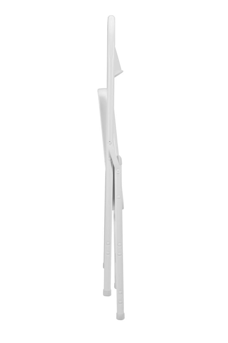 Chivari 100 White Metal Folding Chairs + 12 Plastic Round Table Kit CFMW-100-12RD-KT