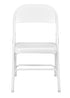 Chivari 48 White Metal Folding Chairs + 6 Heavy Duty Plastic 72x30 Banquet Tables + Hybrid Folding Chair and Banquet Table Cart CFMW-48-6RT-KT