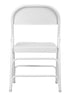 Chivari 48 White Metal Folding Chairs + 6 Heavy Duty Plastic 72x30 Banquet Tables + Hybrid Folding Chair and Banquet Table Cart CFMW-48-6RT-KT