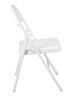 Chivari 48 White Metal Folding Chairs + 6 Heavy Duty Plastic 72x30 Banquet Tables + Hybrid Folding Chair and Banquet Table Cart CFMW-48-6RT-KT