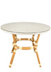 Toulouse 40" Round Glass Top White and Beige Rattan French Bistro Table TBTPWB-KT-AX-T