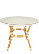 Toulouse 40" Round Glass Top White and Beige Rattan French Bistro Table TBTPWB-KT-AX-T