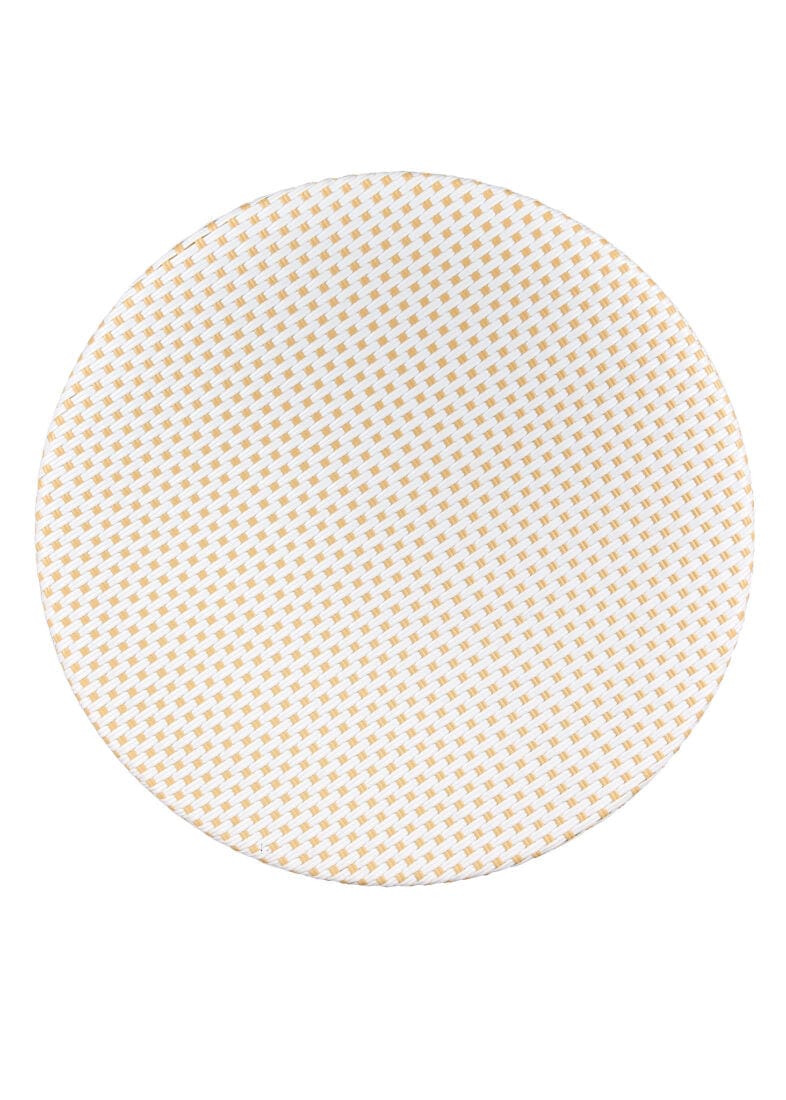 Toulouse 40" Round Glass Top White and Beige Rattan French Bistro Table TBTPWB-KT-AX-T