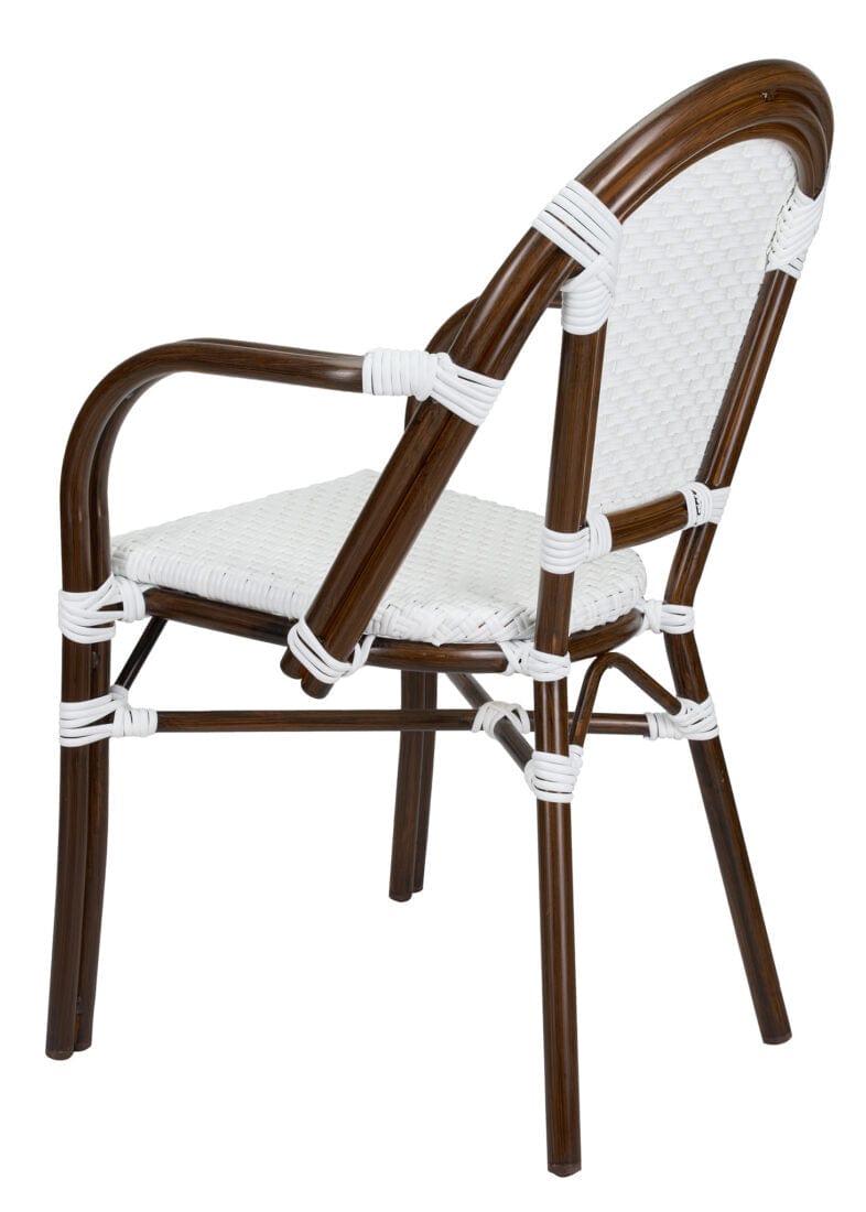 Toulouse White French Bistro Set Includes 48" x 36" Table and 4 Chairs with Arms FBK-SQ-WWD-AWD4-AX