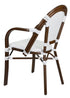 Toulouse White French Bistro Set Includes 48" x 36" Table and 4 Chairs with Arms FBK-SQ-WWD-AWD4-AX