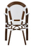 Toulouse White French Bistro Set Includes 48" x 36" Table and 4 Chairs with Arms FBK-SQ-WWD-AWD4-AX