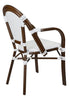 Toulouse White French Bistro Set Includes 48" x 36" Table and 4 Chairs with Arms FBK-SQ-WWD-AWD4-AX