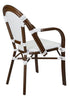 Toulouse White French Bistro Set Includes 48" x 36" Table and 4 Chairs with Arms FBK-SQ-WWD-AWD4-AX