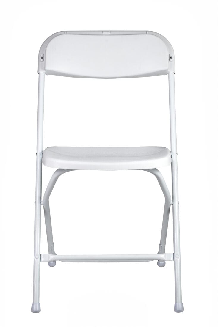 Chivari 100 Pack White Plastic Folding Chair and 10 96
