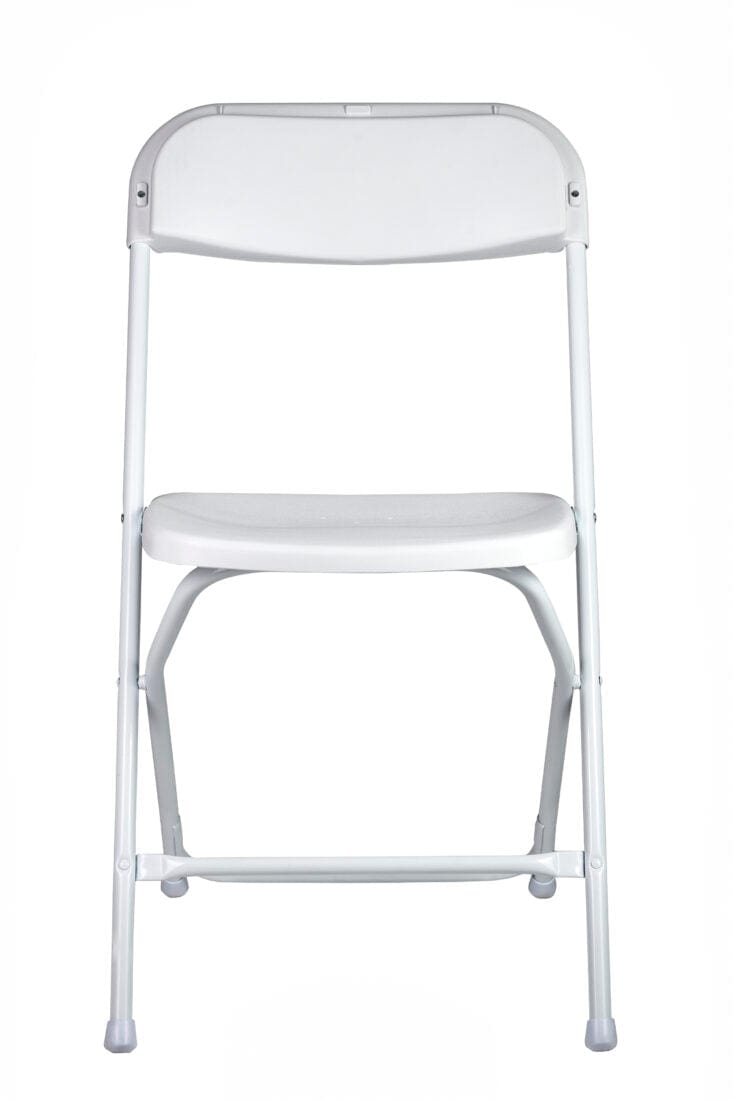 Chivari 120 White Poly Folding Chairs + Hanging Cart Combo PACK120CFPW-CX-T-CART101-AX-T