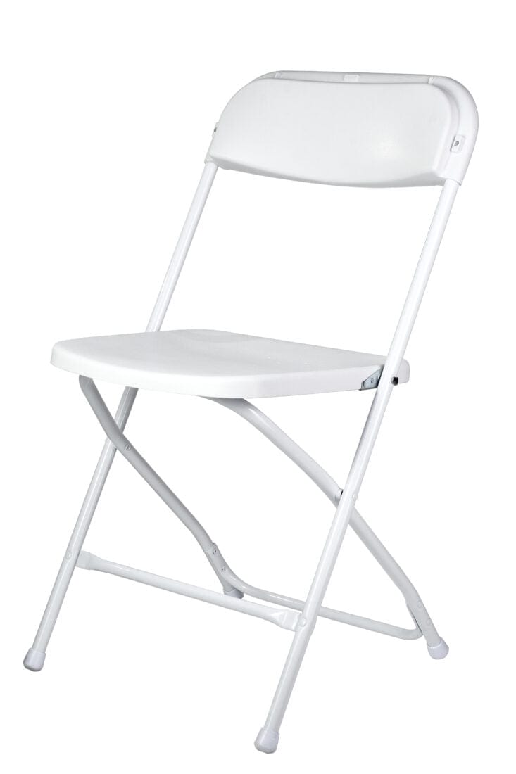 Chivari 100 Pack White Plastic Folding Chair and 10 96