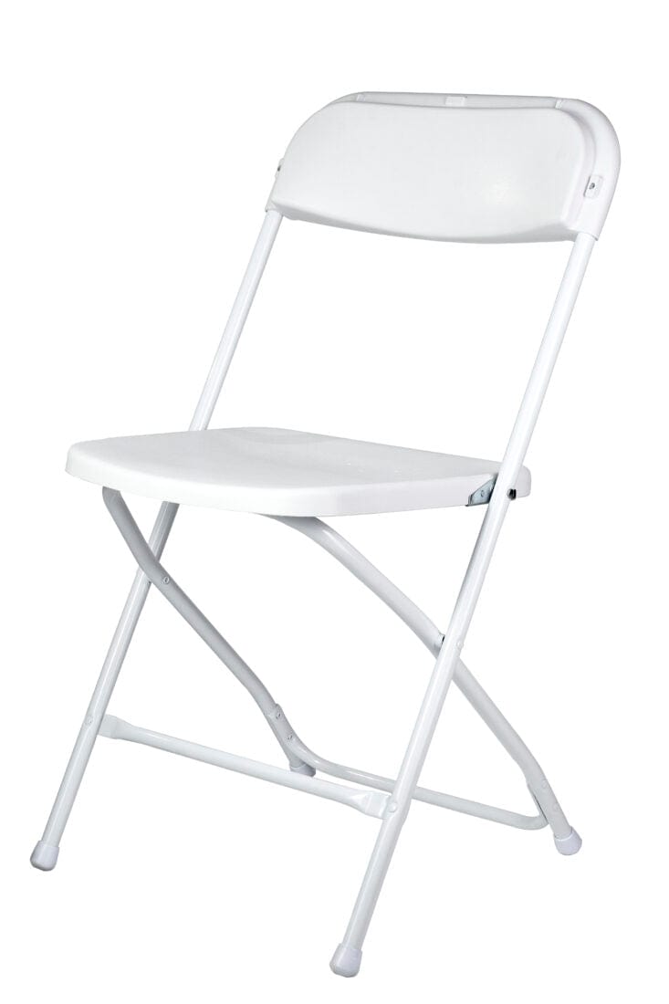 Chivari 120 White Poly Folding Chairs + Hanging Cart Combo PACK120CFPW-CX-T-CART101-AX-T