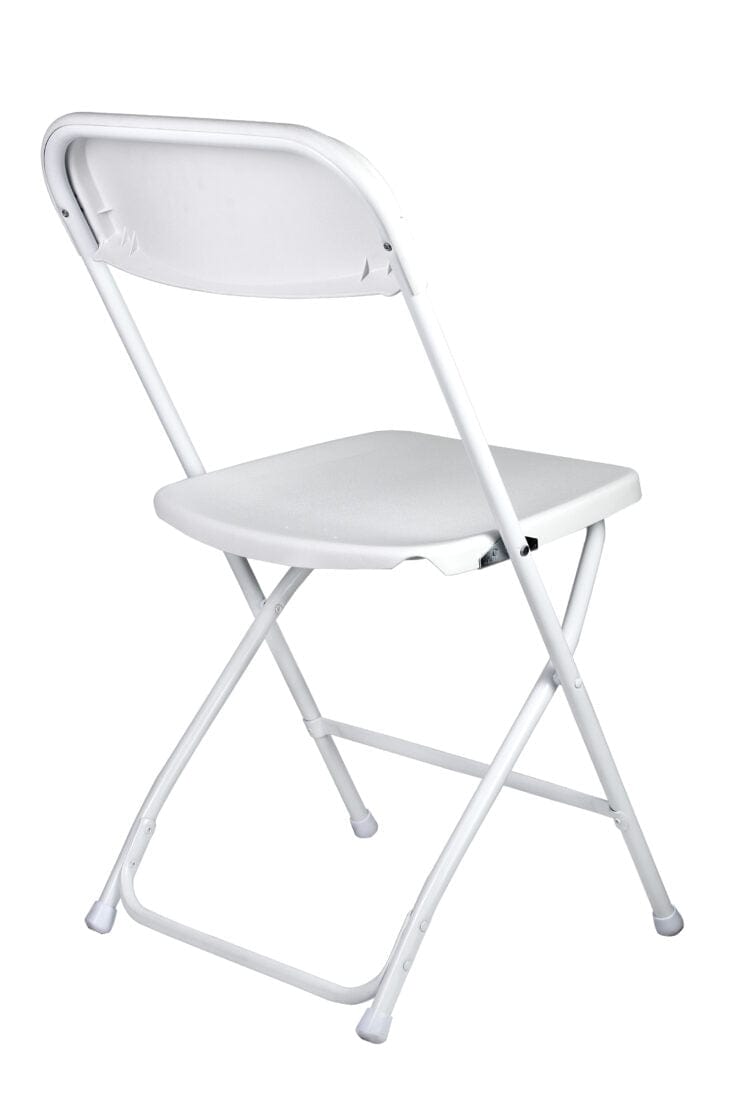 Chivari 100 Pack White Plastic Folding Chair and 10 96