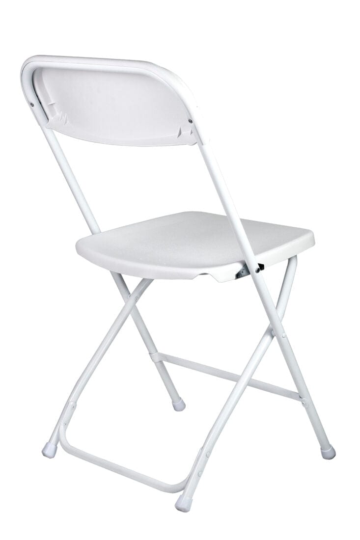 Chivari 120 White Poly Folding Chairs + Hanging Cart Combo PACK120CFPW-CX-T-CART101-AX-T