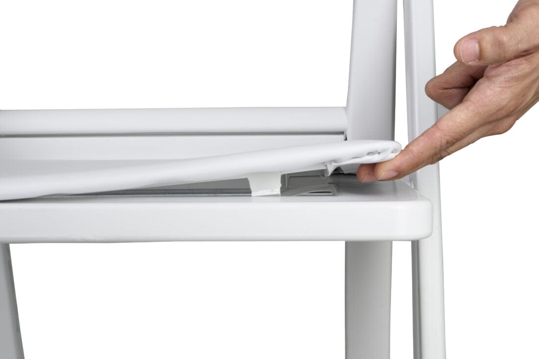 Chivari White SuperResin™ Folding Chair with Stainless Steel Hardware CFRWS-AX-T