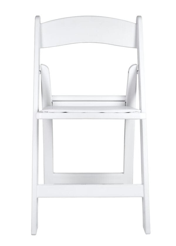 Chivari White with White Vinyl Cushion Resin Steel Skeleton™ Folding Chair CFRW-ST-A