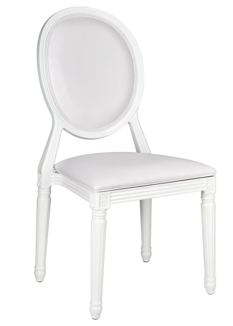 White Resin Louis Pop Chair with White Vinyl Seat and Back
