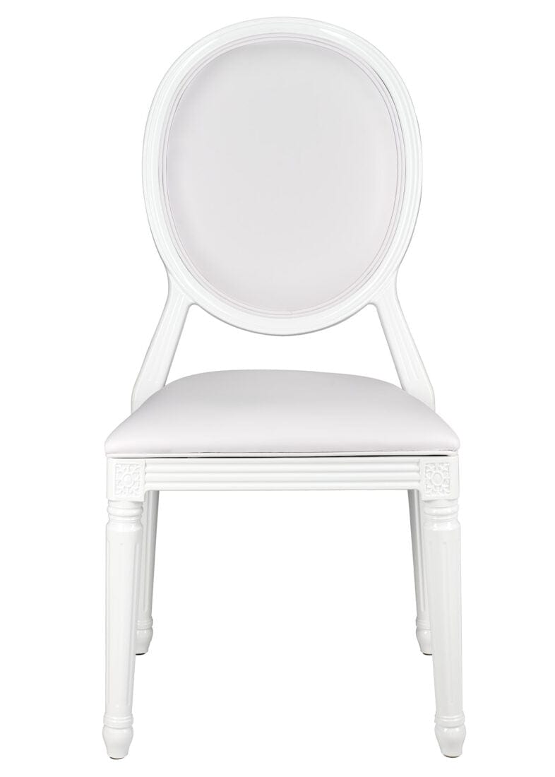 White Resin Louis Pop Chair with White Vinyl Seat and Back