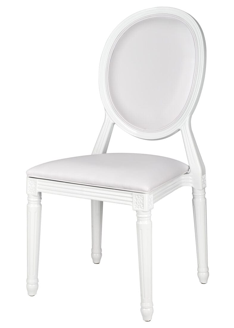 Chivari White Resin Louis Pop Chair with White Vinyl Seat and Back CLPRWWW-ZG-T
