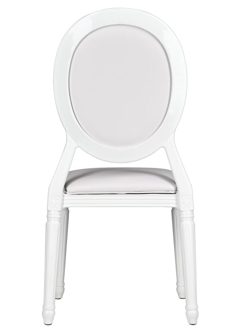 Chivari White Resin Louis Pop Chair with White Vinyl Seat and Back CLPRWWW-ZG-T
