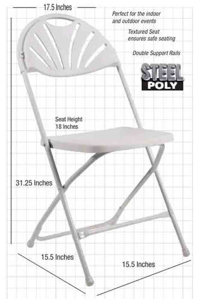Chivari 100 Chair Pack White Folding Chairs (Steel-Poly Chair) CFPW-CX-T-100