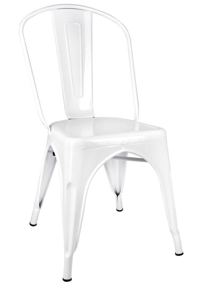 Chivari White Hi Gloss Tolix Style Metal Chair CTMW-AX-T