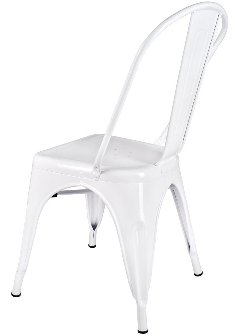 Chivari White Hi Gloss Tolix Style Metal Chair CTMW-AX-T