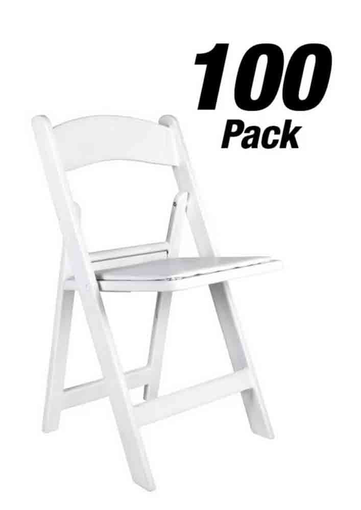 Chivari 100 Chair Pack White SuperResin Folding Chair 800 lbs Weight Capacity* 3 Year Total Warranty* CFRW-AX-T-100