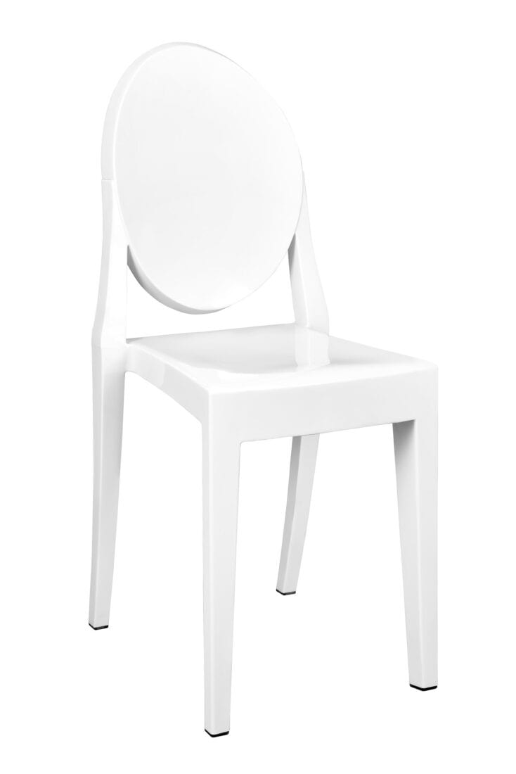 White Resin Oval Back Victoria Ghost Chair