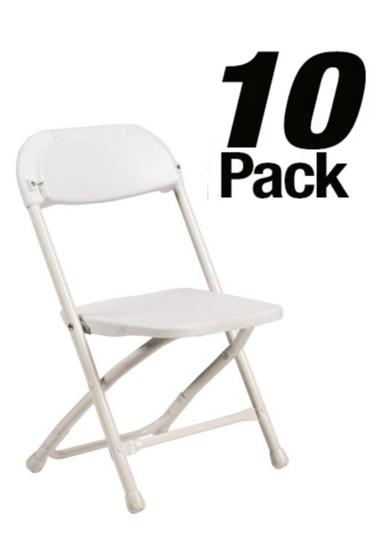 10 Pack White Poly Steel Children's Folding Chair by Chivari