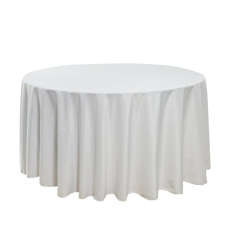 Chivari 5-Pack White Round Polyester Tablecloth 190gsm 132" SX-TABLPOLY-132IN-WHT-5