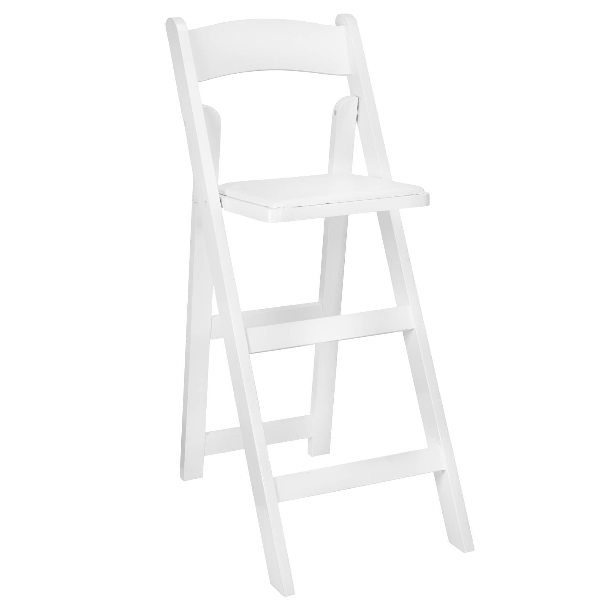 Chivari White ToughWood™ Folding Bar Stool with Padded Seat BFWW-AX