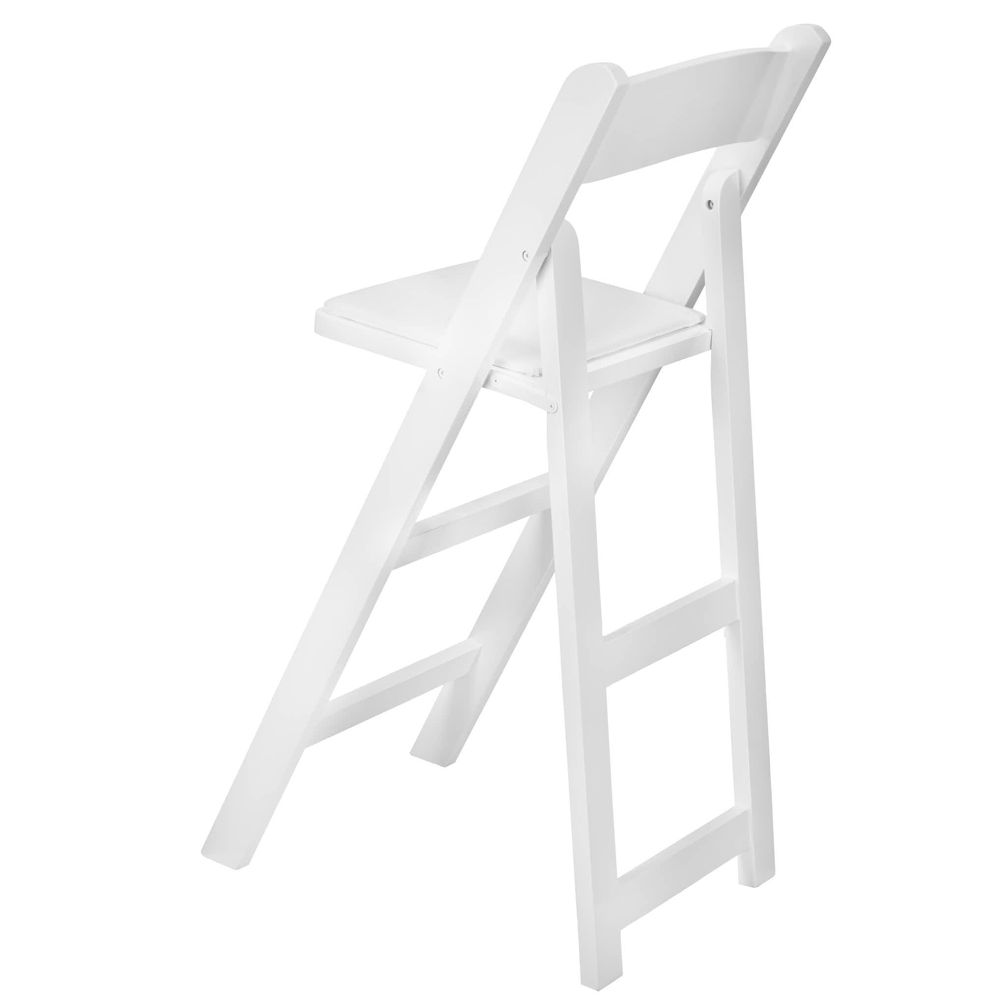 Chivari White ToughWood™ Folding Bar Stool with Padded Seat BFWW-AX