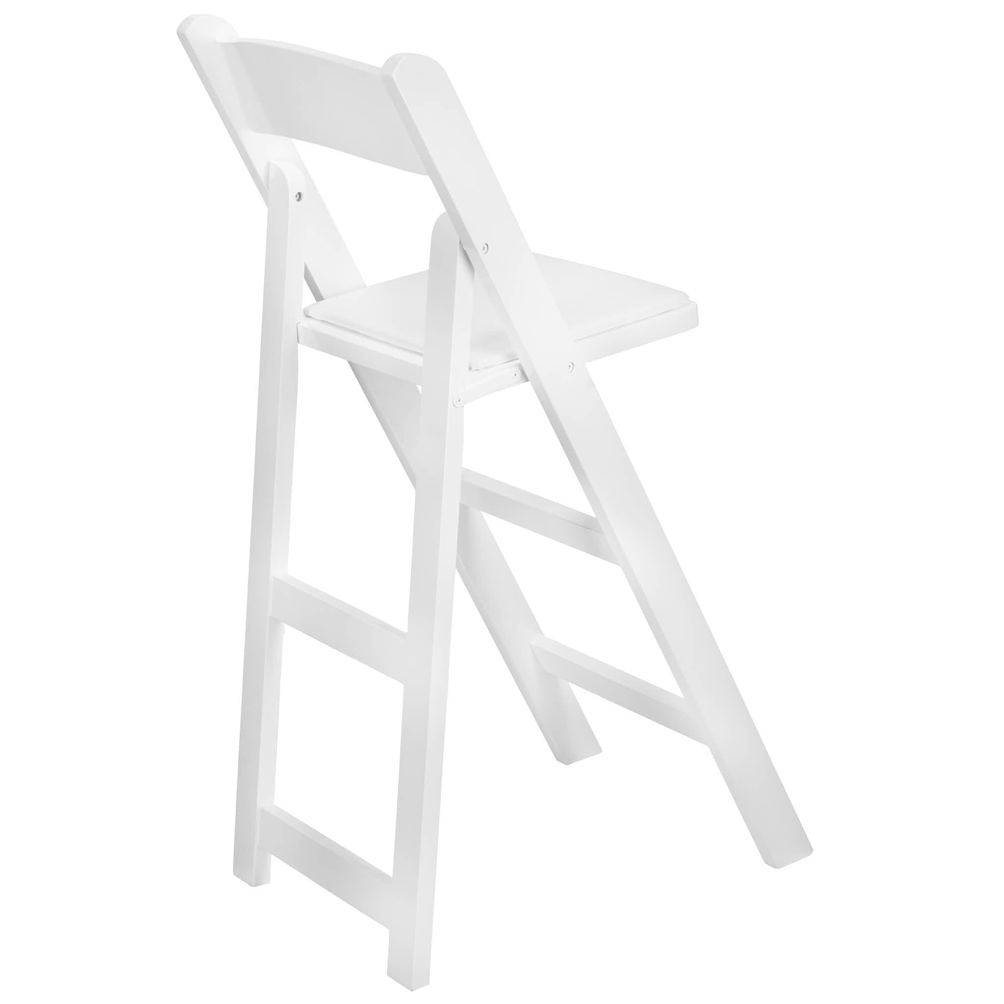 Chivari White ToughWood™ Folding Bar Stool with Padded Seat BFWW-AX