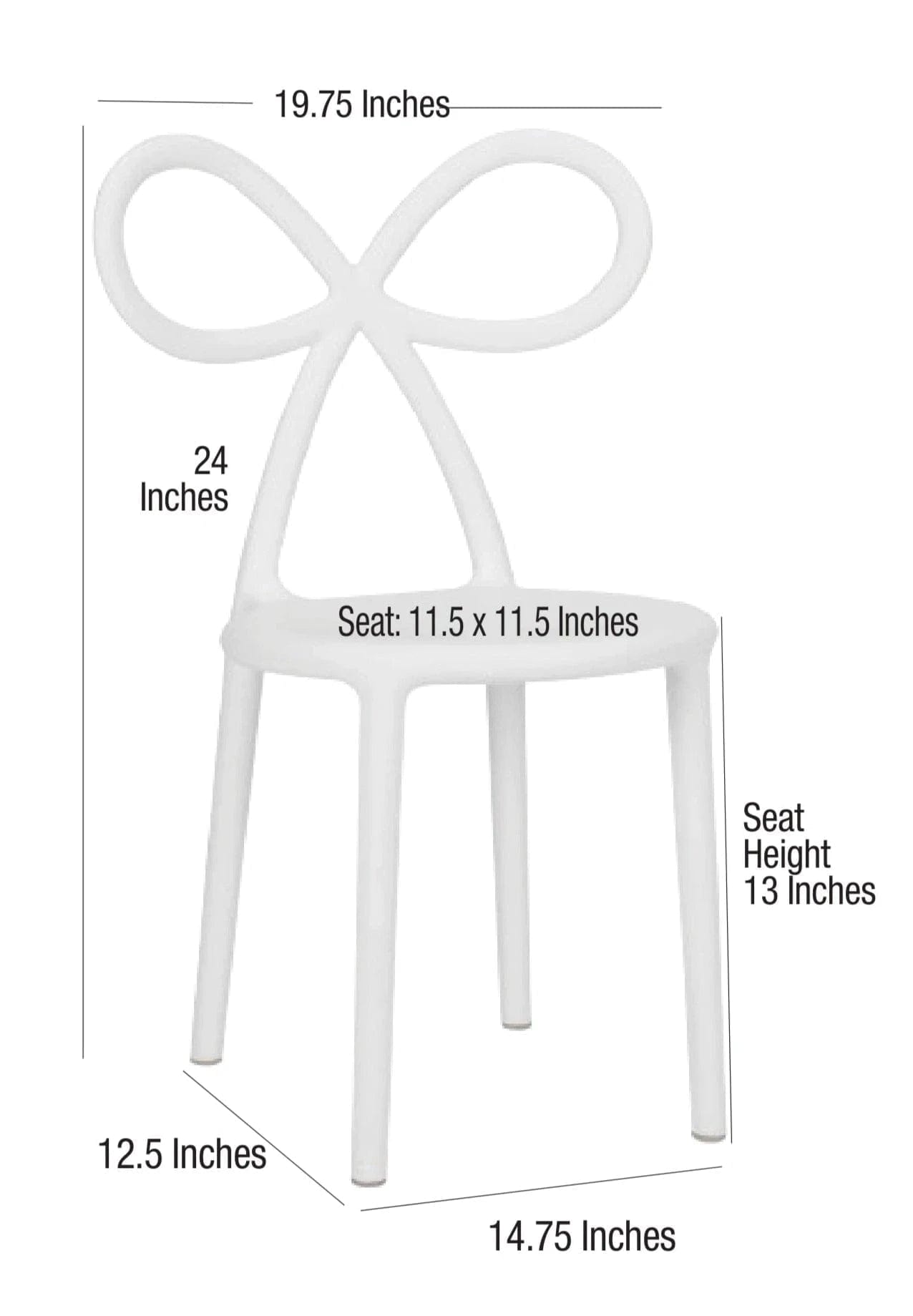 Chivari Kids White Resin Bow Chair with Round Seat CBORW-KID-ZG