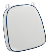 White with Navy Blue Piping 2.5" Thick Chair Cushion - World's Best Cushions