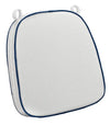 Chivari White with Navy Blue Piping 2.5" Thick Chair Cushion - World's Best Cushions CUSHBST-WNB-AX-T