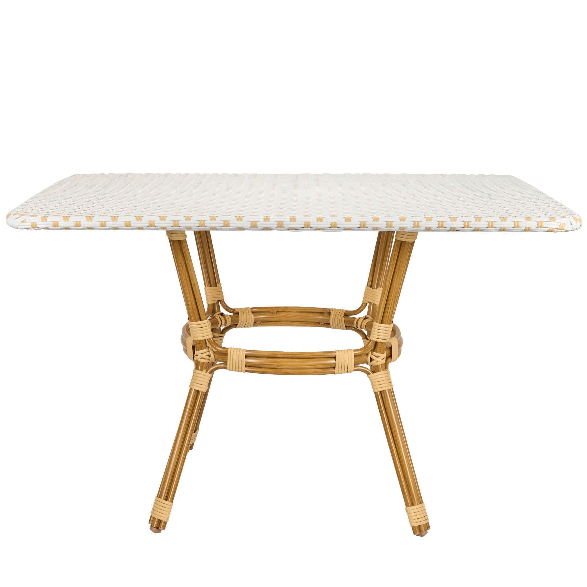 Toulouse 48" x 36" Glass Top White and Beige French Bistro Table TBTP4836WB-KT-AX-T