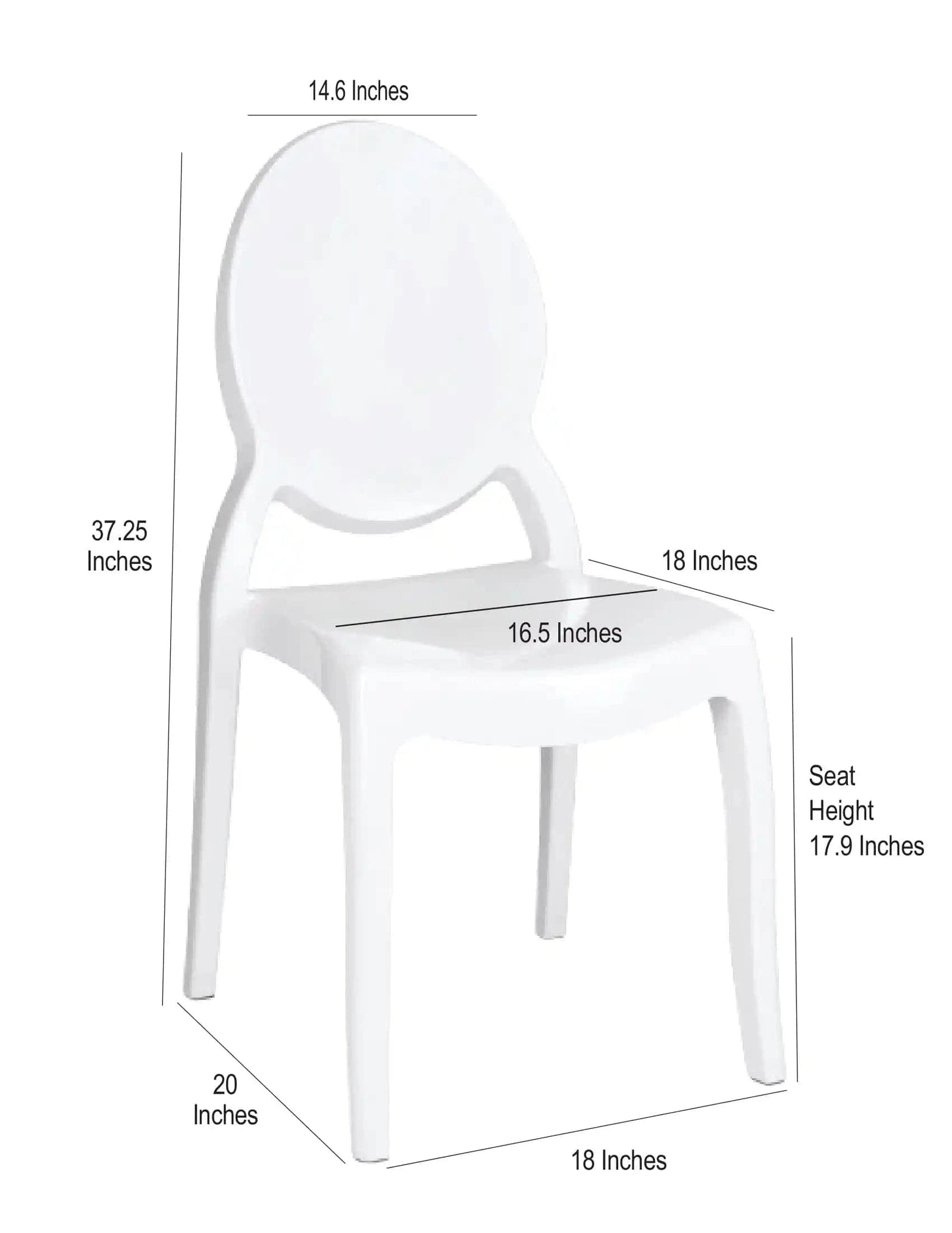Chivari White Resin Oval Back Sophia Ghost Chair CGSRW-ZG-T