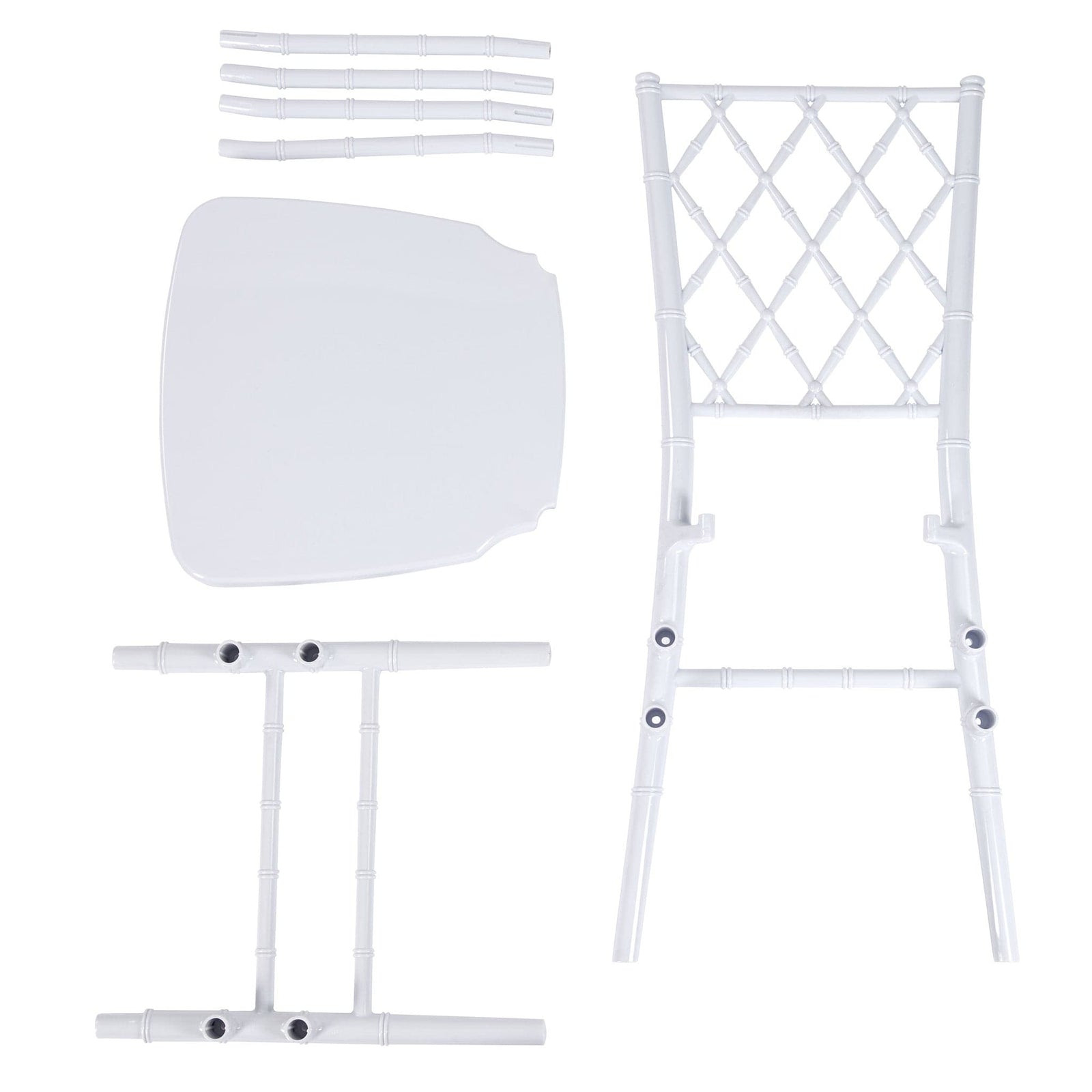 Chivari White Diamond Resin Chiavari Chair  - 4 Pack - Some Assembly Required CDRW-U-ZG-T-4
