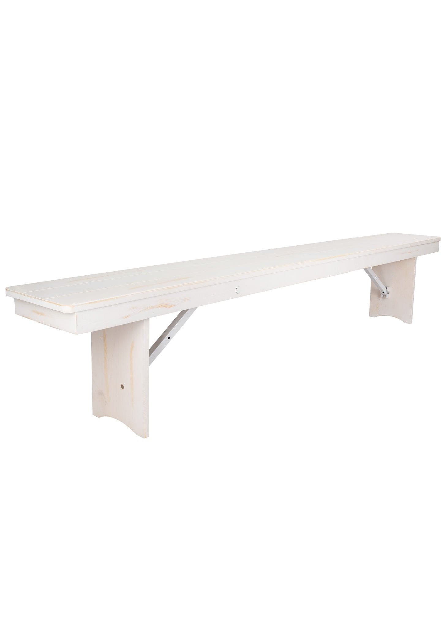 Chivari White Distressed 8 Foot (96″ x 12″) Rectangle Farmhouse Table Bench TFARM-BENCH-9612-WHITEDIST-AX-T