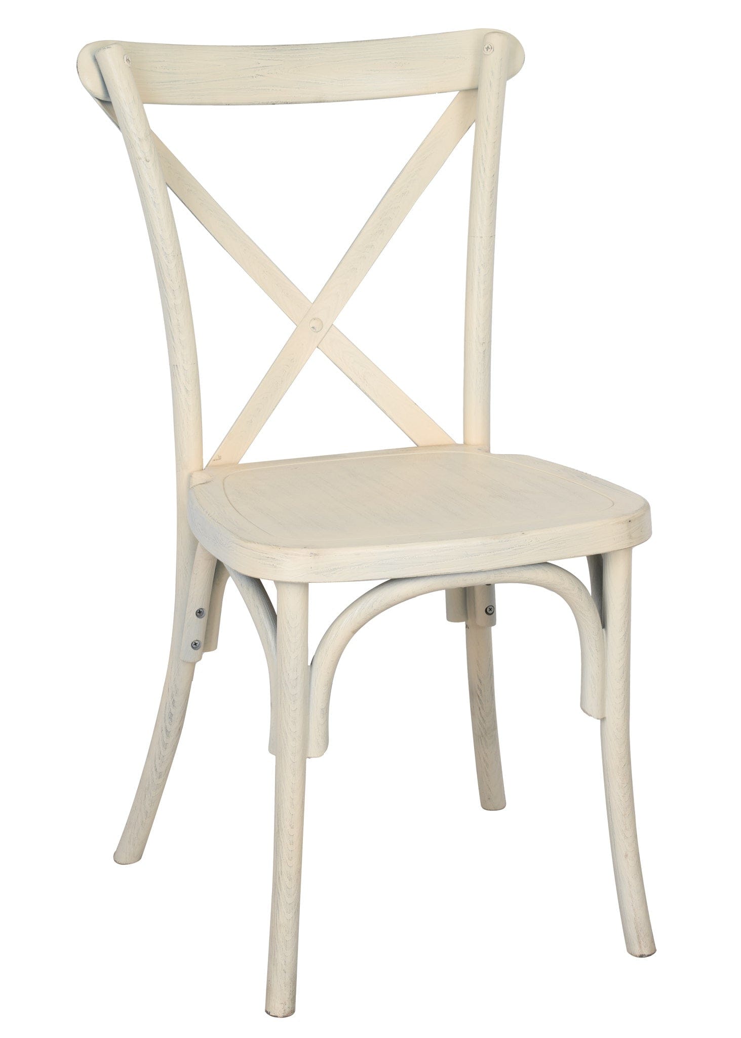 Chivari White Distressed ToughResin™ WoodGrain Cross Back Chair CXRWD-AX-T