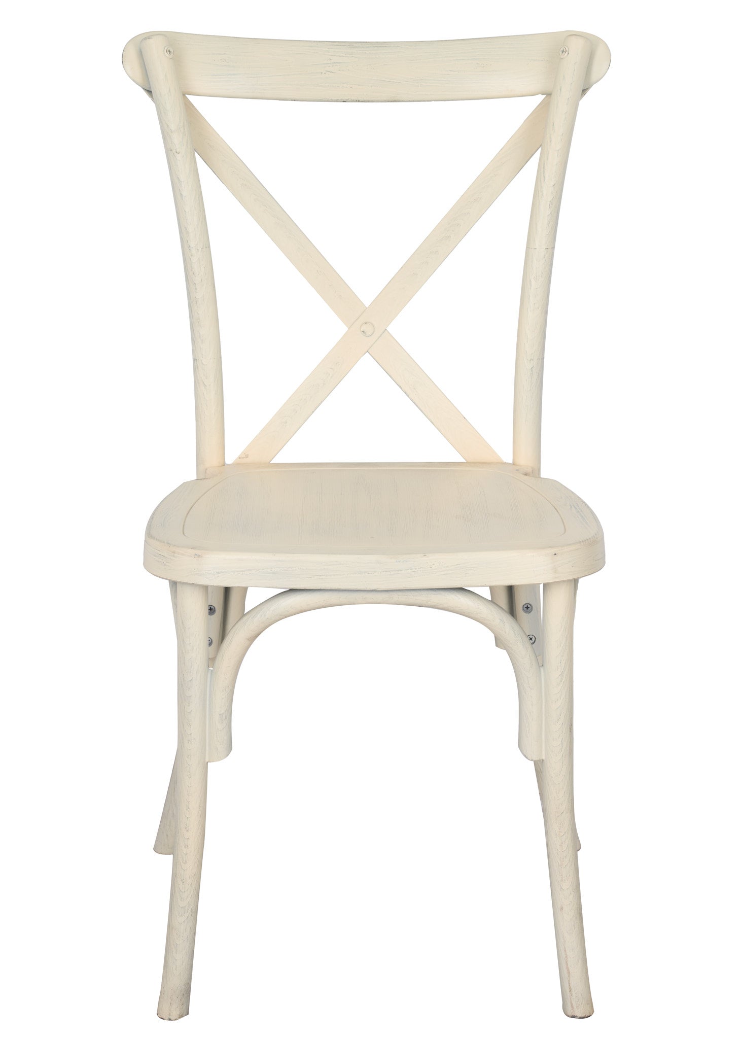 Chivari White Distressed ToughResin™ WoodGrain Cross Back Chair CXRWD-AX-T