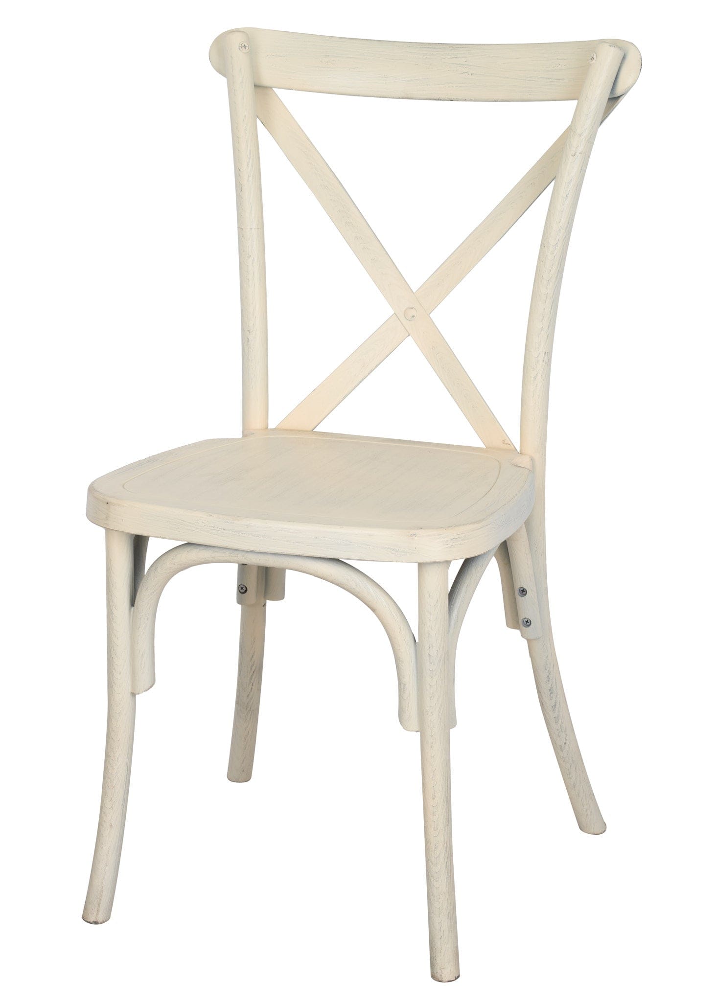 Chivari White Distressed ToughResin™ WoodGrain Cross Back Chair CXRWD-AX-T