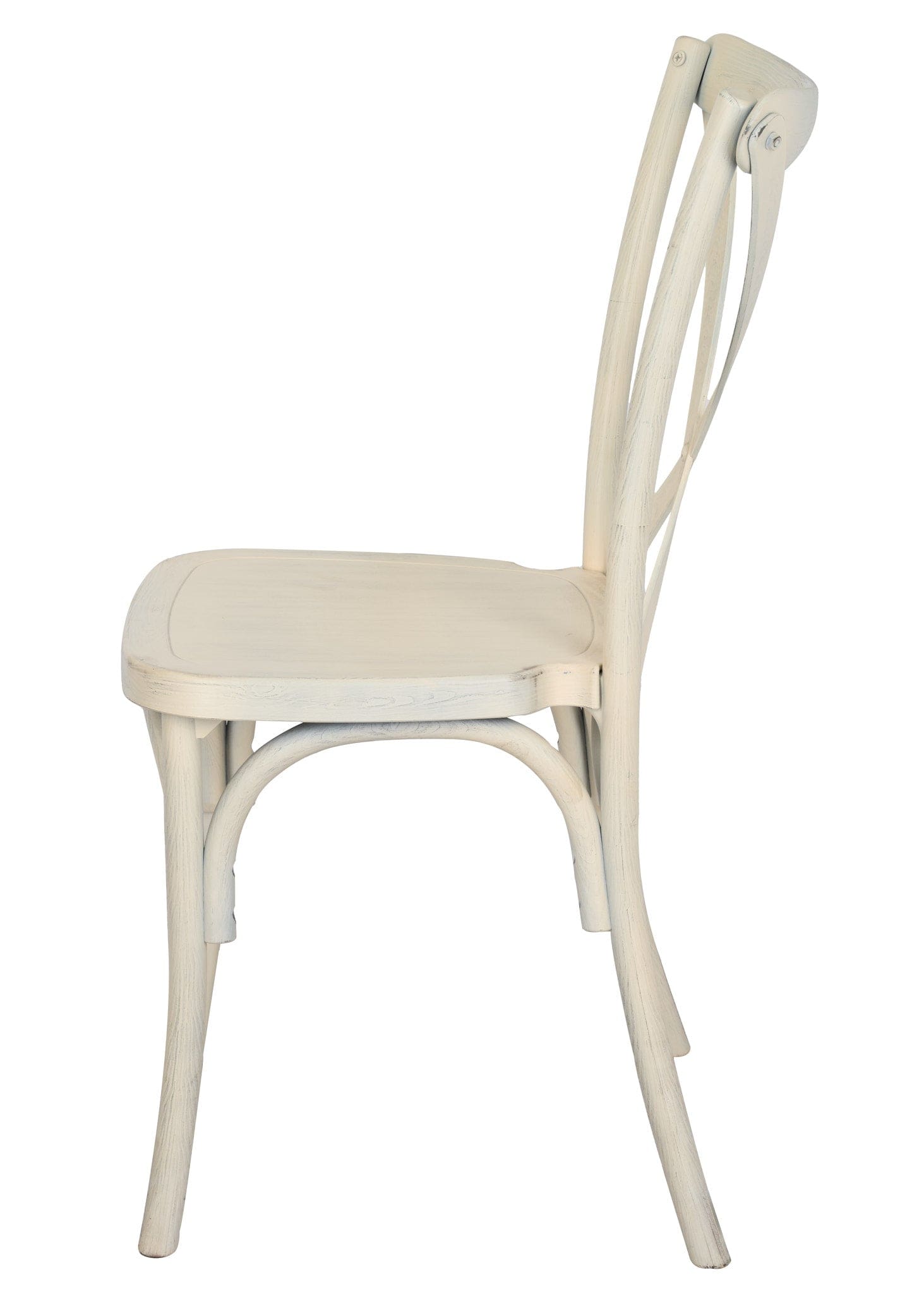 Chivari White Distressed ToughResin™ WoodGrain Cross Back Chair CXRWD-AX-T