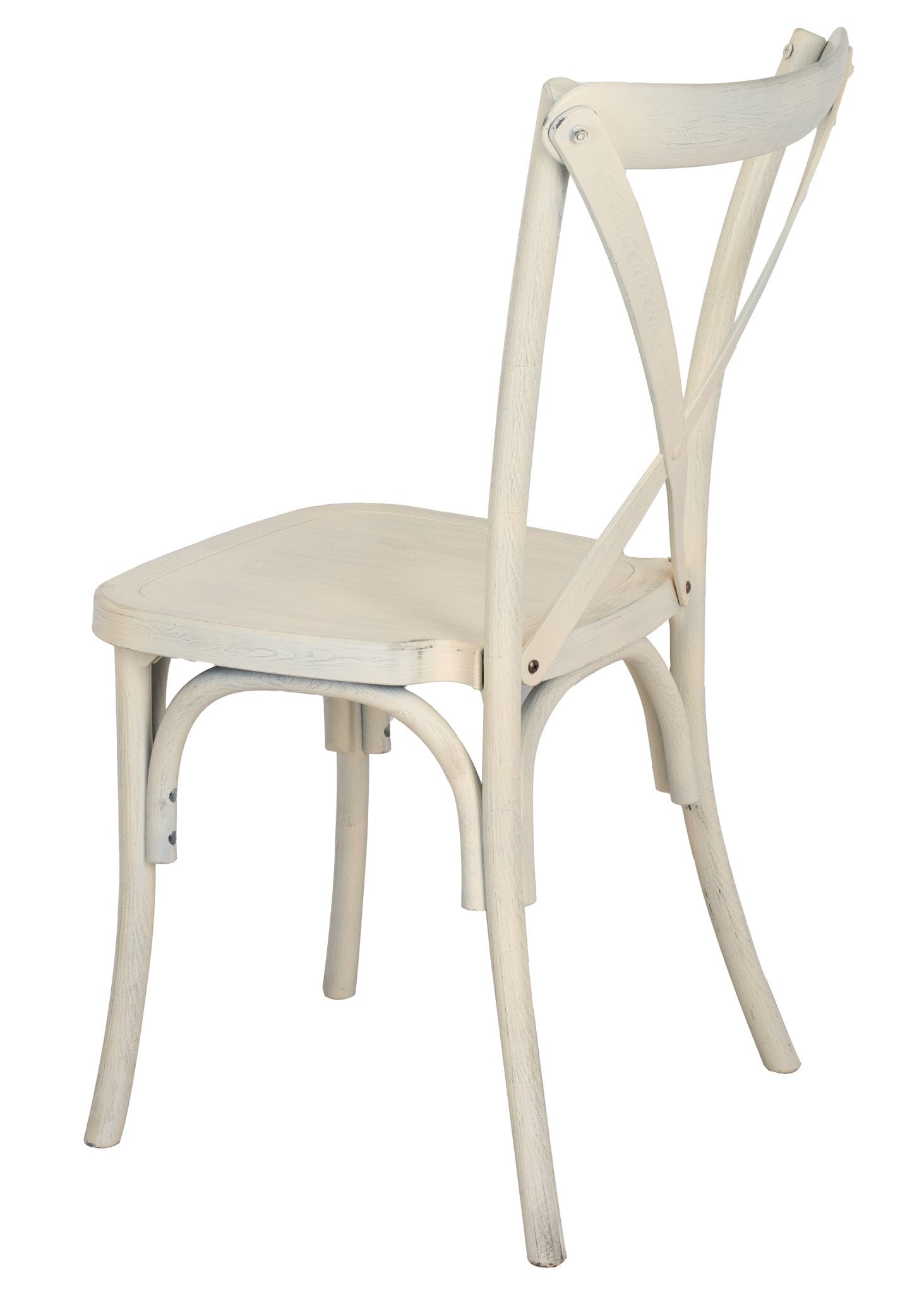 Chivari White Distressed ToughResin™ WoodGrain Cross Back Chair CXRWD-AX-T