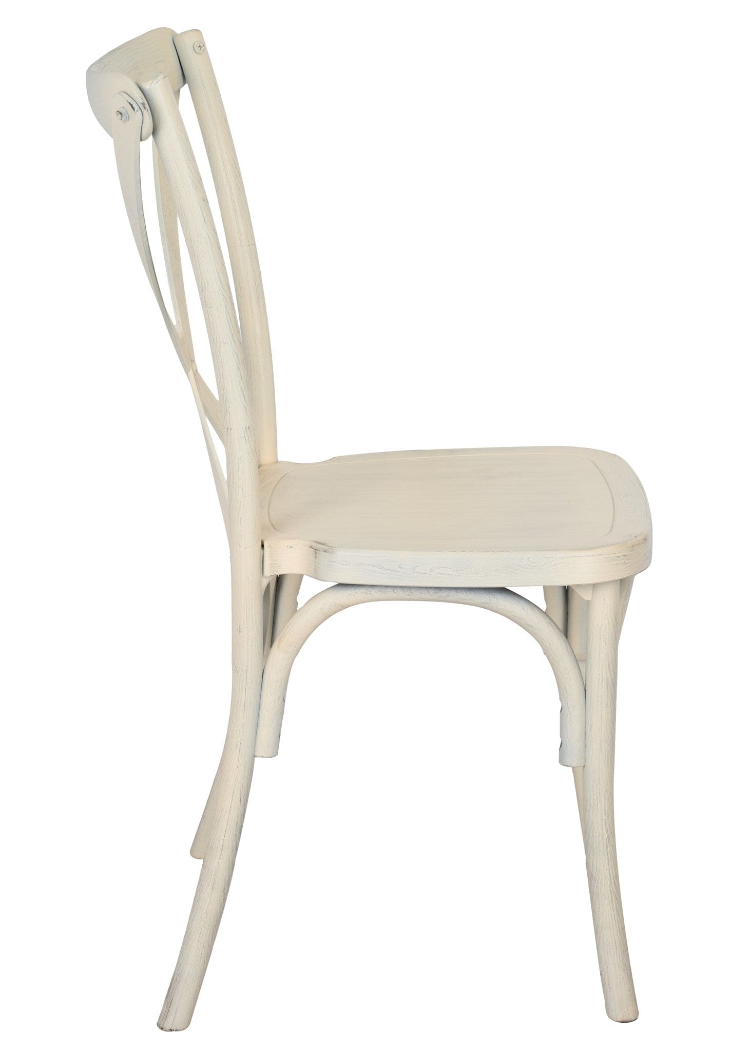 Chivari White Distressed ToughResin™ WoodGrain Cross Back Chair CXRWD-AX-T
