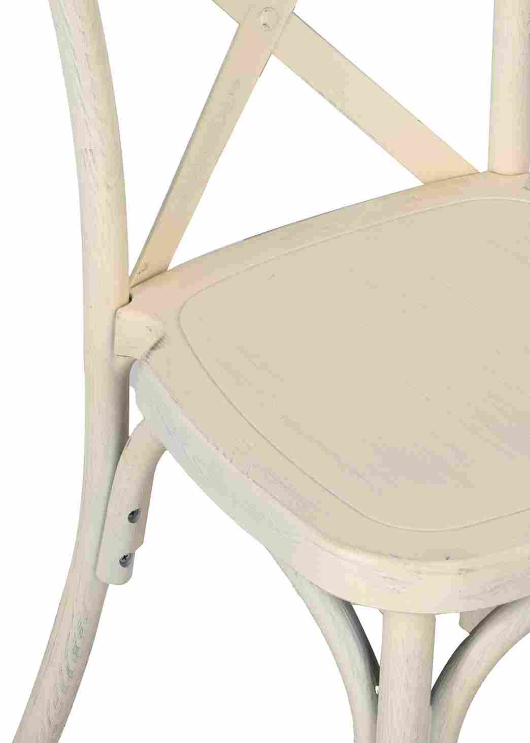 Chivari White Distressed ToughResin™ WoodGrain Cross Back Chair CXRWD-AX-T