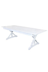 96" x 40" (8 Foot) White Distressed Rectangle X Leg Wood Farm Table