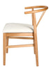 Chivari Natural Wood Wishbone Chair with Ivory Tweed Fabric Seat CWHWNF-ZG-T